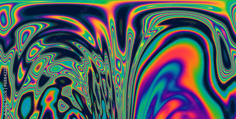 Aufkleber 
A vivid and mesmerizing scene filled with neon-toned glitched patterns, elevated by an enchanting polarization effect, creating a vibrant and trippy backdrop.