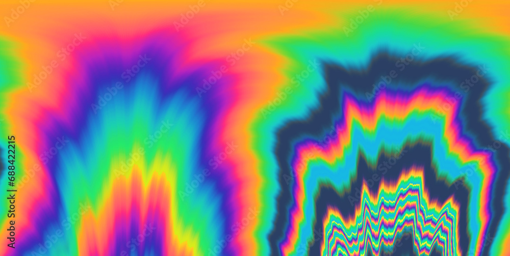Poster 
A vivid and mesmerizing scene filled with neon-toned glitched patterns, elevated by an enchanting polarization effect, creating a vibrant and trippy backdrop.