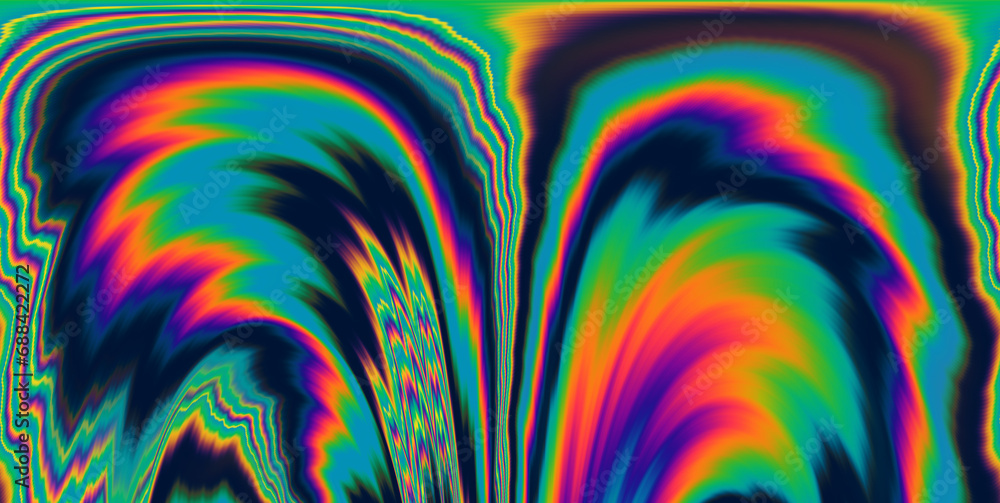 Poster 
A vivid and mesmerizing scene filled with neon-toned glitched patterns, elevated by an enchanting polarization effect, creating a vibrant and trippy backdrop.