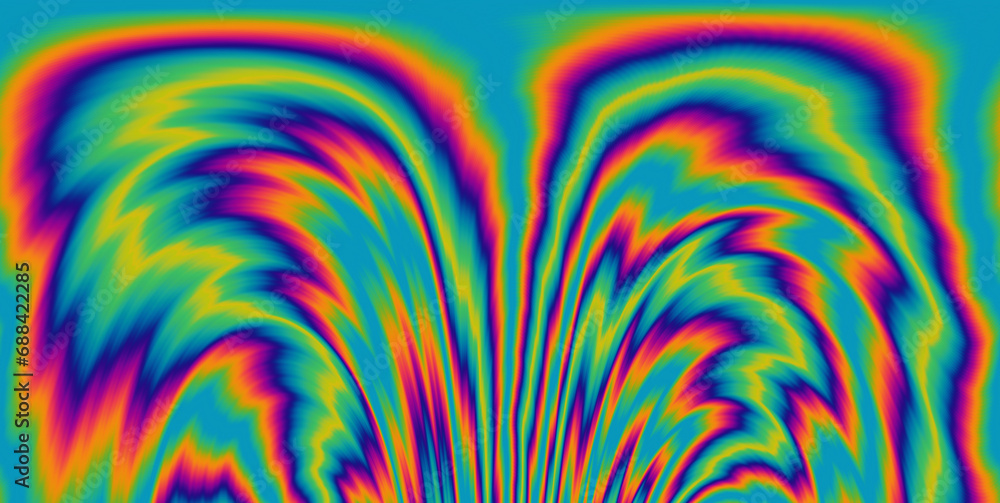 Poster 
A vivid and mesmerizing scene filled with neon-toned glitched patterns, elevated by an enchanting polarization effect, creating a vibrant and trippy backdrop.