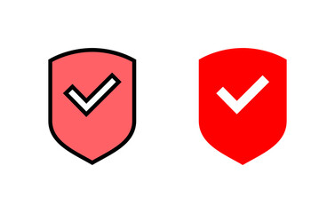 Shield check mark icon set illustration. Protection approve sign. Insurance icon