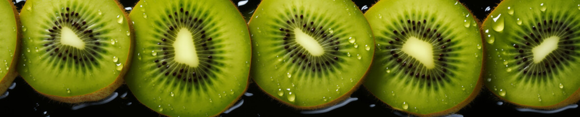 An Overhead Photo of Fresh Kiwi Covered in Water Drops