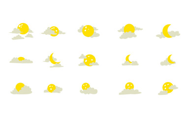 Set of Full Moon With Cloud Element