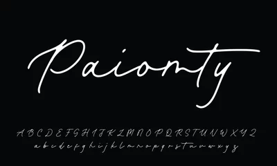 Fotobehang Signature Font Calligraphy Logotype Script Brush Font Type Font lettering handwritten © Hania