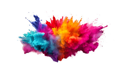 colorful vibrant rainbow Holi paint color powder explosion with bright colors isolated white background.	
