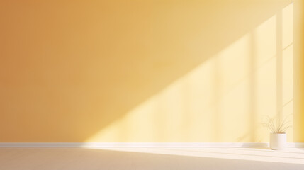 Yellow wall background with sunlight and pastel color mood