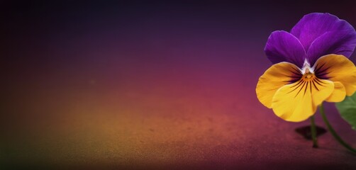  a close up of a purple and yellow flower on a purple and pink background with a blurry back ground.