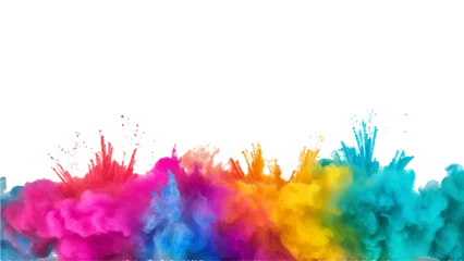 Fotobehang happy new year colorful powder paint banner space your text Transparent background. rainbow colorful background. © Towhidul