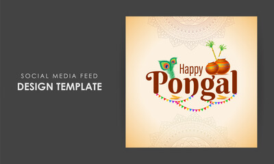 Vector illustration of Happy Pongal social media feed template
