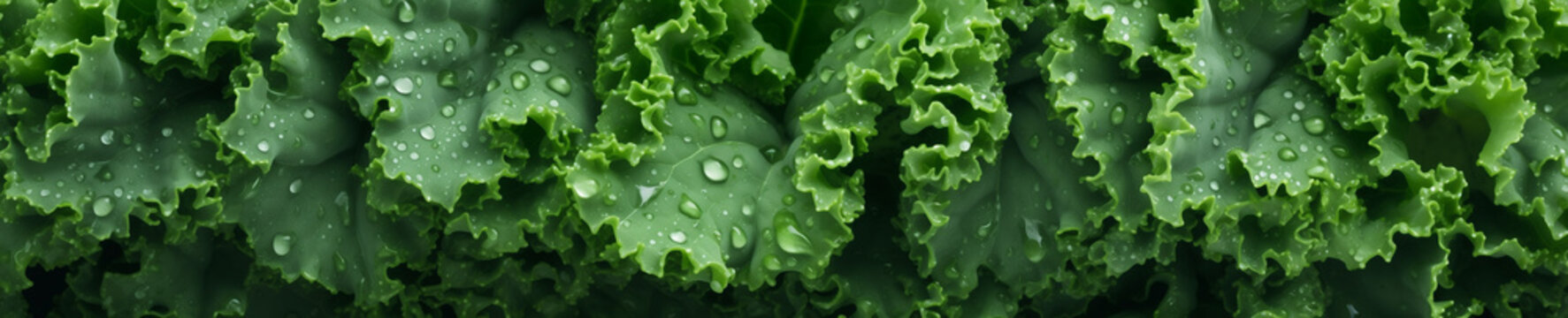 An Overhead Photo of Fresh Kale Covered in Water Drops