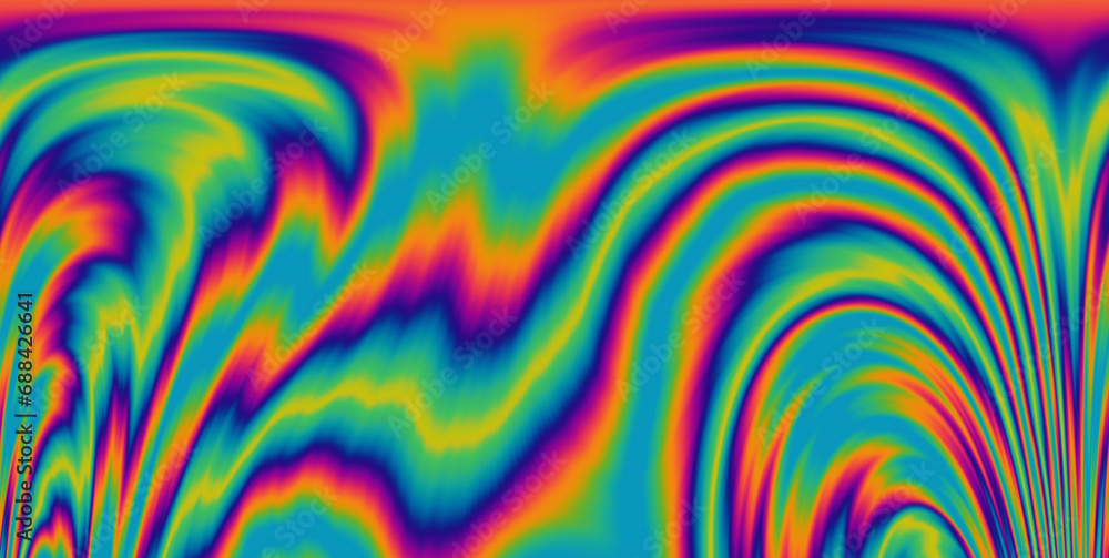 Aufkleber 
A vivid and mesmerizing scene filled with neon-toned glitched patterns, elevated by an enchanting polarization effect, creating a vibrant and trippy backdrop.