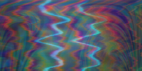 Glitched flickering background, exhibiting distortion, noise, and scanlines reminiscent of an aging VHS tape displayed on a screen.