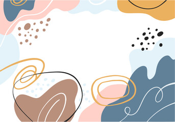Hand drawing abstract background. Colorful shapes and lines elements.