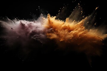 background black isolated explosion powder brown colored Abstract coloured horizontal particle mire dirt mud freeze motion ash burst cloud colours cosmic cosmos - obrazy, fototapety, plakaty