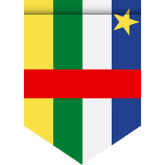 Fototapeta na wymiar Central African Republic flag or pennant isolated on white background. Pennant flag icon.