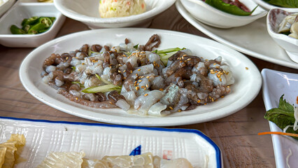 Korean live octopus on a plate
