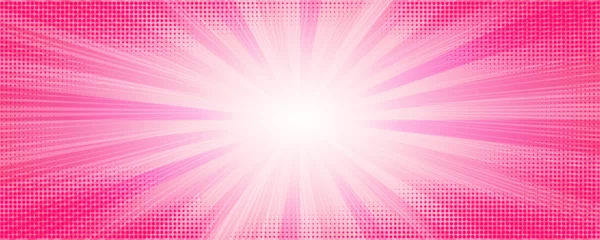 Deurstickers Pink sunburst comic background. Pop art vector cartoon abstract frame. Retro radial explosion striped wallpaper with halftone. © Chorna_L
