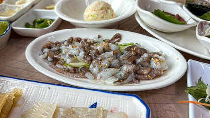 Korean live octopus on a plate