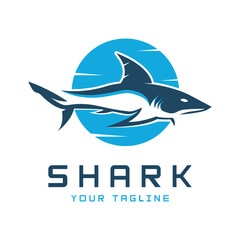 Unique and creative shark logo vector design. Wild Fish Vector Illustration