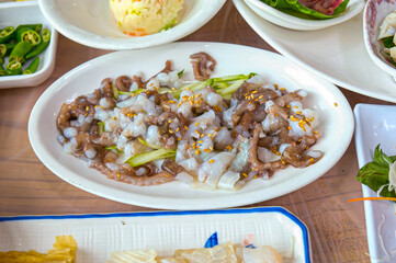 Korean live octopus on a plate