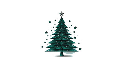 Happy New Year background. Green Christmas tree with star 