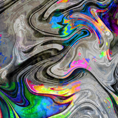 Abstract colorful wavy groovy psychedelic background. Grunge retro psychedelic background