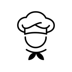 Chef in cooking hat line icon. Restaurant, menu, professional, occupation. Cooking concept. Vector illustration can be used for topics like catering, food, service