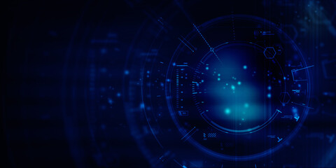 2d illustration Abstract futuristic electronic circuit technology background