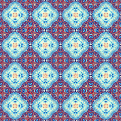 Seamless colorful patchwork from Azulejo tiles. Portuguese and Spain decor. Islam, Arabic, Indian, Ottoman motif.