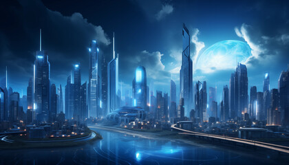 Digital city concept background