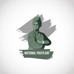 Vector illustration of National Youth Day social media feed template