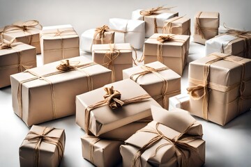 box geschenk karton paket papier braun weihnachten - obrazy, fototapety, plakaty