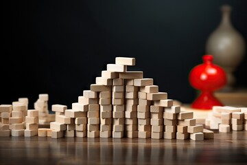 development strategy processes destructive stop leader reliable solving problem business strong successful concept management risk dominoes effect blocks wooden domino - obrazy, fototapety, plakaty