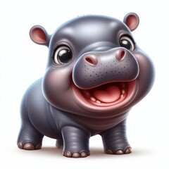 cute and adorable 3d art happy baby hippo