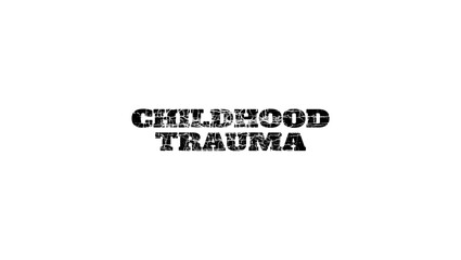 Fototapeta na wymiar Childhood trauma symbol, lettering with cracks, black isolated silhouette