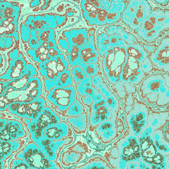 Abstract Marble texture. Fractal digital Art Background. High Resolution. Turquoise texture with gold veins. Can be used for background or wallpaper