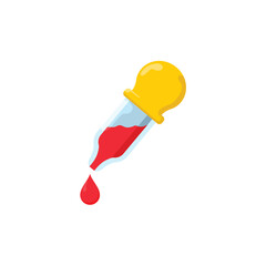 illustration with the concept of medical Pipette with blood and blood drops, vector illustration in flat style