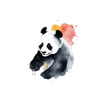 watercolour, panda bear