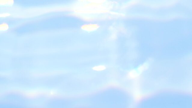 Blue abstract smooth bokeh light leak, water blurred motion, sunlight lens flare