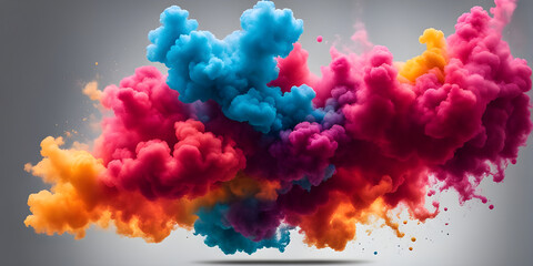 Beautiful swirling colorful smoke. Splash of color drop in water. Explosion of colored powder