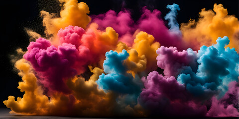 Obraz na płótnie Canvas Beautiful swirling colorful smoke. Splash of color drop in water. Explosion of colored powder
