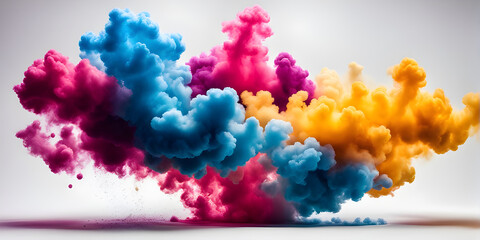 Beautiful swirling colorful smoke. Splash of color drop in water. Explosion of colored powder