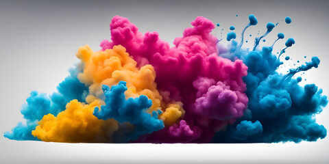 Beautiful swirling colorful smoke. Splash of color drop in water. Explosion of colored powder
