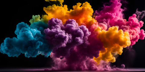 Obraz na płótnie Canvas Beautiful swirling colorful smoke. Splash of color drop in water. Explosion of colored powder