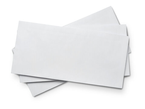 Envelope mock up, blank empty copy space paper template cut out isolated on white