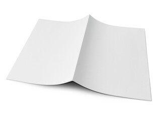 Folded paper mock up, blank empty copy space paper template cut out isolated