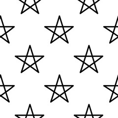 star outline seamless pattern on white background