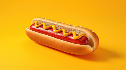3d hotdog on yellow background