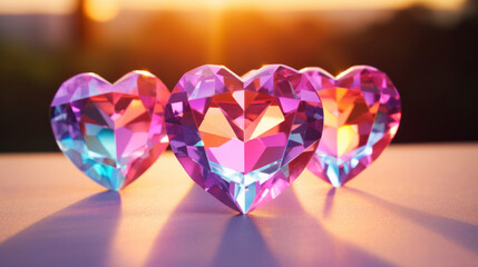 Crystal colorful hearts