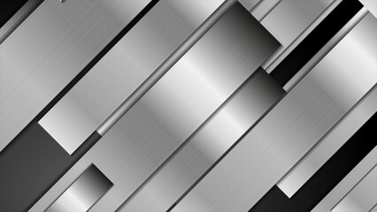 Black and grey metallic glossy stripes abstract technology background